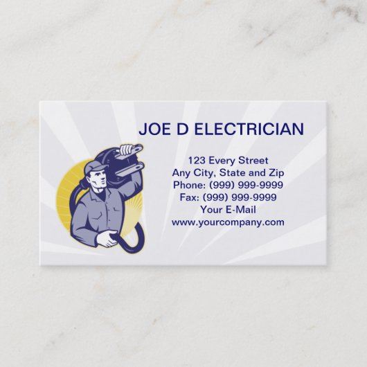 電気技師力の架線工夫の労働者の電気ビジネス 名刺 (正面)