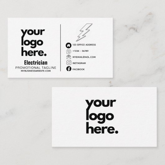 電気技師名刺プロフェッショナルロゴデザイン 名刺 (正面/裏面)