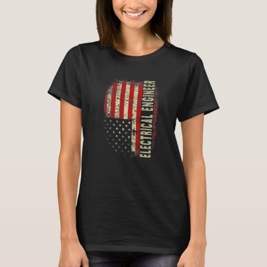 電気技師7月4日アメリカ国旗Patriotic Eng Tシャツ (正面)