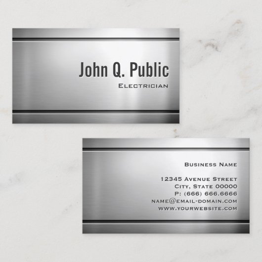 電気技師 – ステンレカッコいいス鋼メタル 名刺 (正面/裏面)