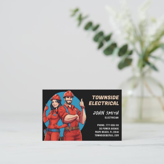 電気技師 名刺 (スタンド正面)