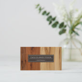 電気技師 – 木目ルック 名刺 (スタンド正面)