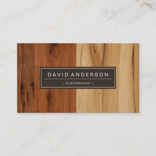 電気技師 – 木目ルック 名刺 (正面)