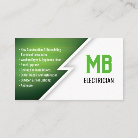 電気技師/電気会社の名刺 – GREEN 名刺 (裏面)