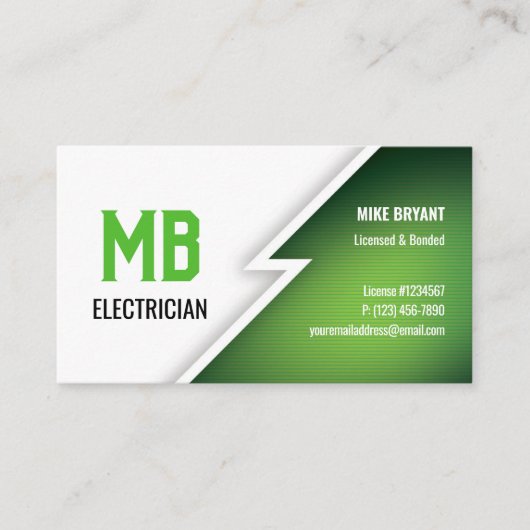 電気技師/電気会社の名刺 – GREEN 名刺 (正面)