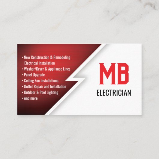 電気技師/電気会社の名刺 – RED 名刺 (裏面)