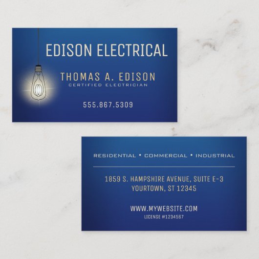 電気技師 | 電球 名刺 (正面/裏面)