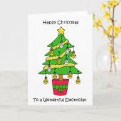 電気技師、Cartoon Treeにクリスマスをお祝いします。 カード (黄色い花)