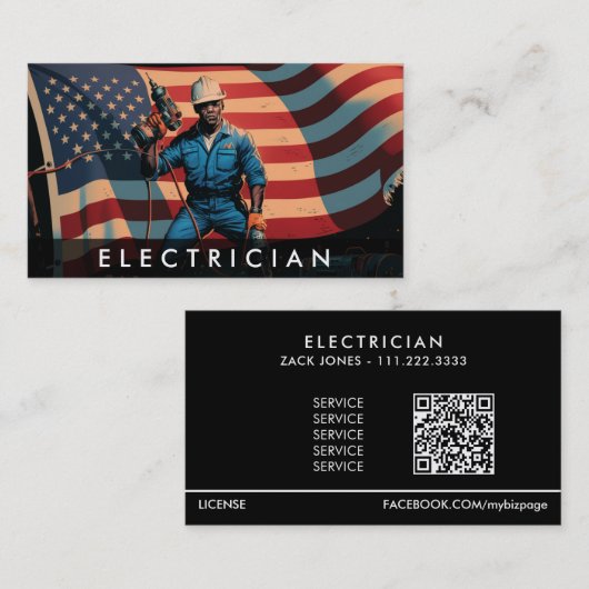 *~*電気技師AP75写真QR愛国旗 名刺 (正面/裏面)
