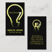 電気技師electicalサービス電球の黄色 名刺 (正面/裏面)