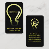 電気技師electicalサービス電球の黄色 名刺 (正面/裏面)