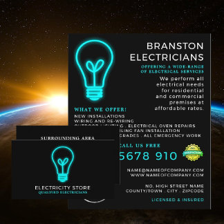 電気技師Neon Lightbulb 名刺