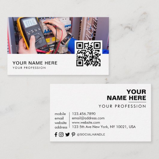 電気技師QRコード 名刺 (正面/裏面)
