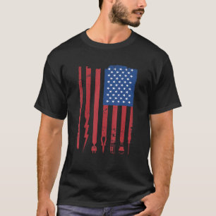 電気技師USフラッグ電気技師ツールLineman Ele Tシャツ