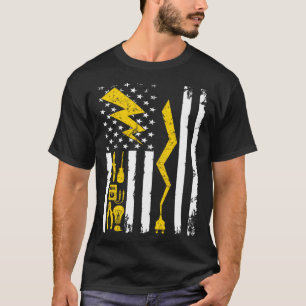 電気技師USAフラグ電圧ラインマン回路ケーブル Tシャツ