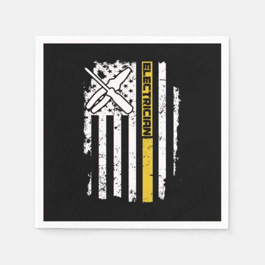 電気技師USA米国国旗American Electrical Electroni スタンダードカクテルナプキン (正面)