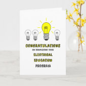 電気教育の完了のおめでとう カード (黄色い花)