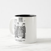 電気椅子の故障の漫画おもしろい- ツートーンマグカップ (正面左)