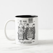 電気椅子の故障の漫画おもしろい- ツートーンマグカップ (左)