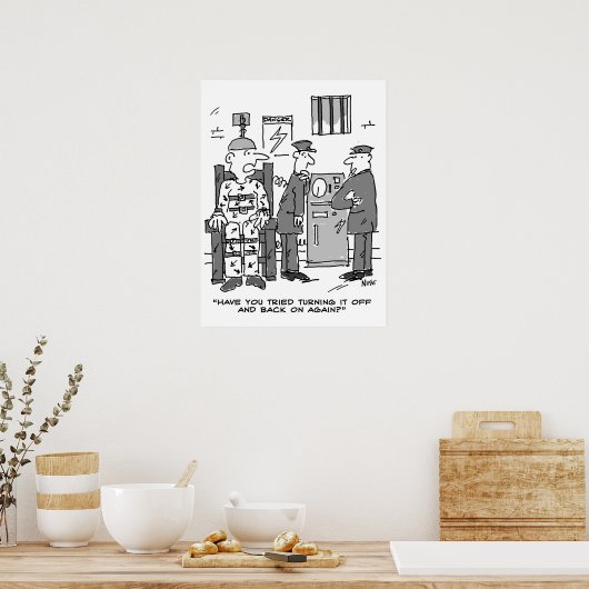 電気椅子の故障の漫画おもしろい- ポスター (キッチン)