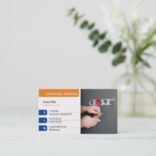 電気業務 |電気技師 名刺 (スタンド正面)
