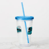 電気機関車の漫画イラストレーション アクリルタンブラー (左)