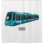 電気機関車の漫画イラストレーション シャワーカーテン (正面)