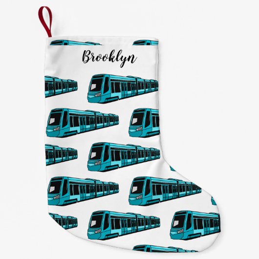 電気機関車の漫画イラストレーション スモールクリスマスストッキング (正面)