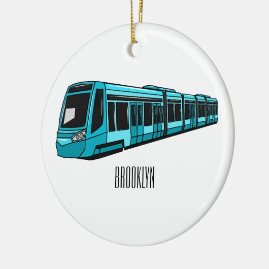 電気機関車の漫画イラストレーション セラミックオーナメント (左)