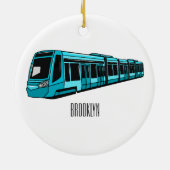 電気機関車の漫画イラストレーション セラミックオーナメント (裏面)