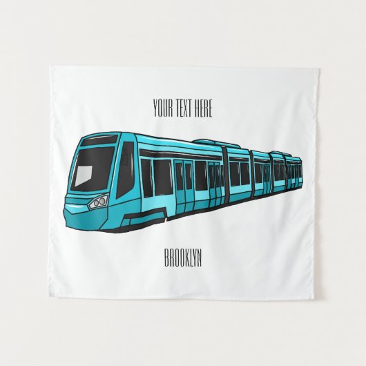 電気機関車の漫画イラストレーション タペストリー (正面(横))