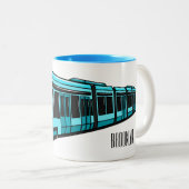 電気機関車の漫画イラストレーション ツートーンマグカップ (正面右)
