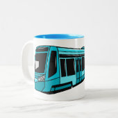 電気機関車の漫画イラストレーション ツートーンマグカップ (正面左)