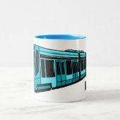 電気機関車の漫画イラストレーション ツートーンマグカップ (中央)