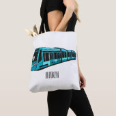 電気機関車の漫画イラストレーション トートバッグ (クローズアップ)