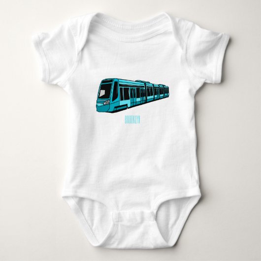 電気機関車の漫画イラストレーション ベビーボディスーツ (正面)