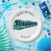 電気機関車の漫画イラストレーション ペーパープレート (パーティー)