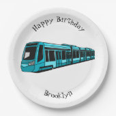 電気機関車の漫画イラストレーション ペーパープレート (正面)