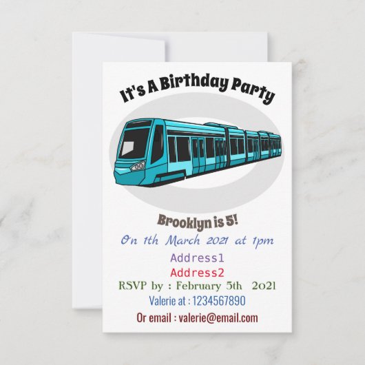 電気機関車の漫画イラストレーション 招待状 (正面)