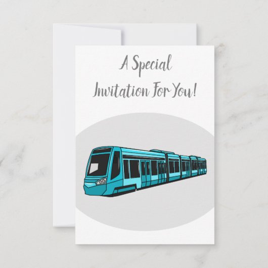 電気機関車の漫画イラストレーション 招待状 (裏面)