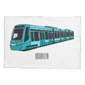 電気機関車の漫画イラストレーション 枕カバー (裏面)