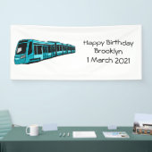 電気機関車の漫画イラストレーション 横断幕 (トレードショー)