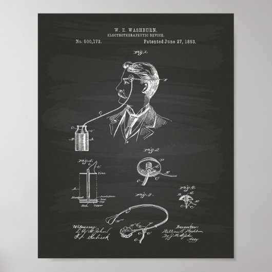 電気治療学1893特許技術Chalkboard ポスター (正面)
