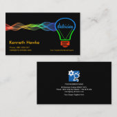 電気波のカラフルな電球の電気技師 名刺 (正面/裏面)