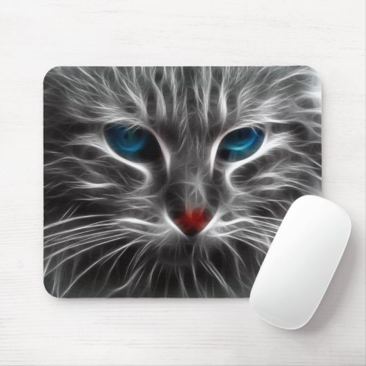 電気猫顔マウスパッド マウスパッド (マウス)