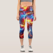 電気稲妻の明るい色 カプリレギンス (正面)