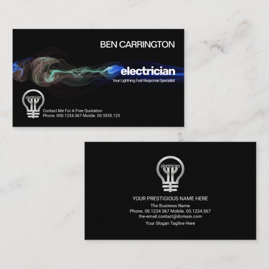 電気稲妻スト素晴らしライク電気技師 名刺 (正面/裏面)