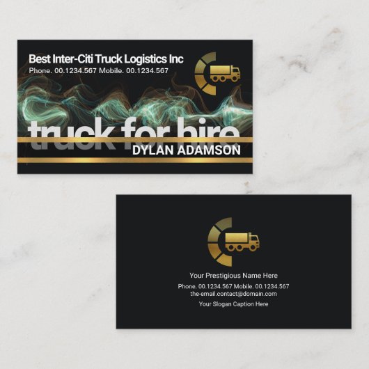 電気稲妻金ゴールドラインボックストラックドライバ 名刺 (正面/裏面)