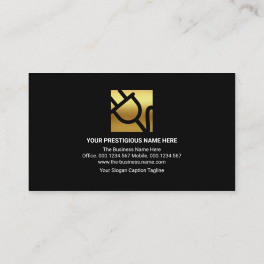 電気稲妻金ゴールド電源プラグ電気技師 名刺 (裏面)