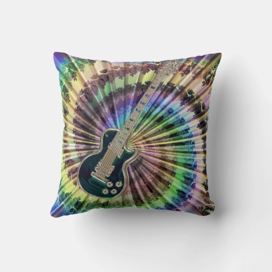 電気絞り染めのギターの枕 クッション (裏面)